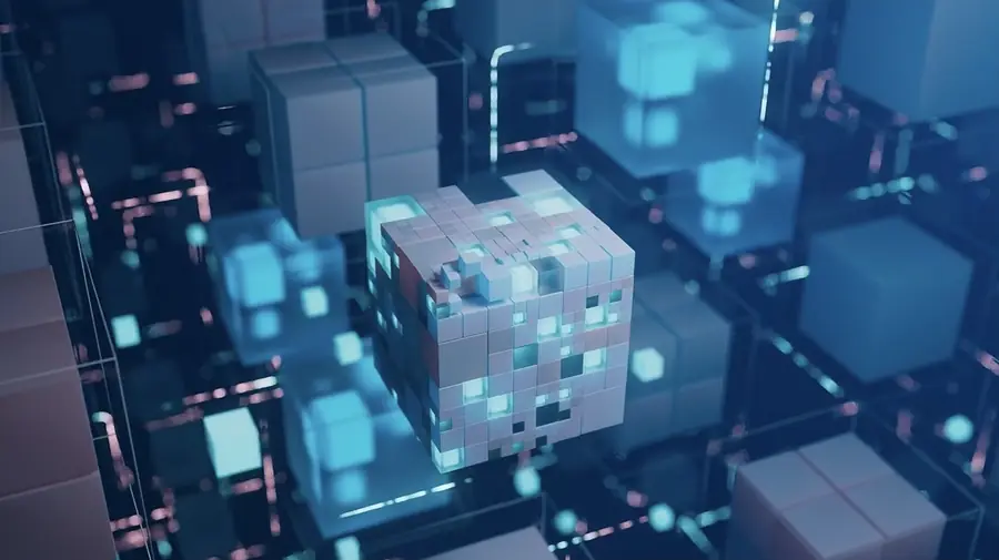 Illustration of glowing modular blocks